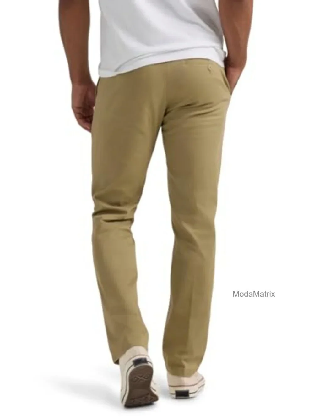 Men's Slim Fit Straight Leg Stretch Khaki Pants with Flex Waistband - Picture 3 of 5